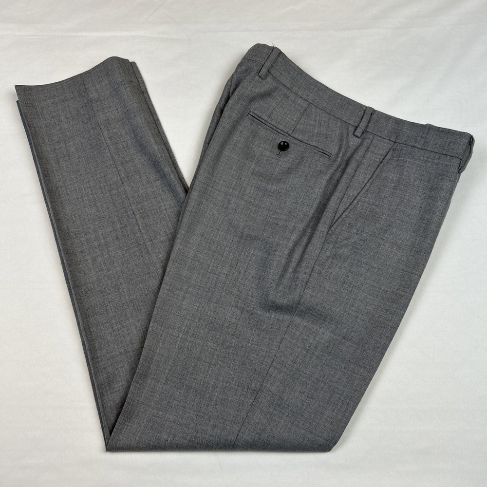 J Crew Bowery Slim Fit Flannel Wool Pants Mens Size 34x34 Gray Dress Trousers